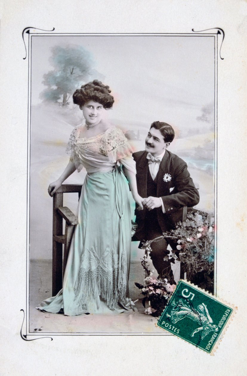 Franskt romantiskt vykort, c1900 av Unbekannt