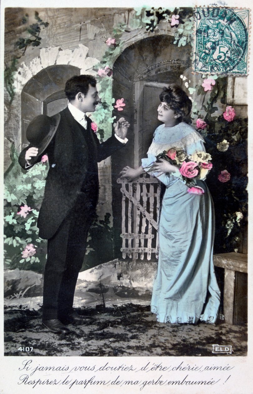 Franskt romantiskt vykort, c1900 av Unbekannt