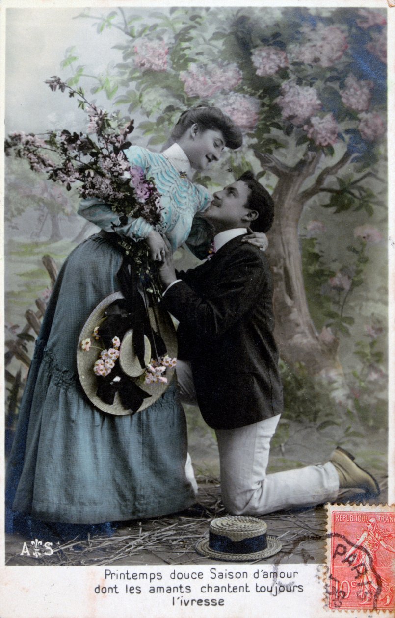 Franskt romantiskt vykort, c1900 av Unbekannt