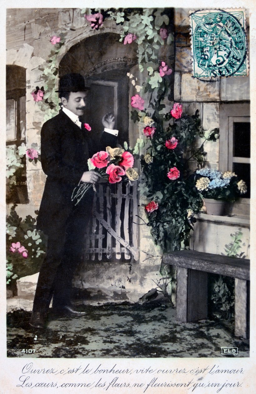 Franskt romantiskt vykort, c1900 av Unbekannt
