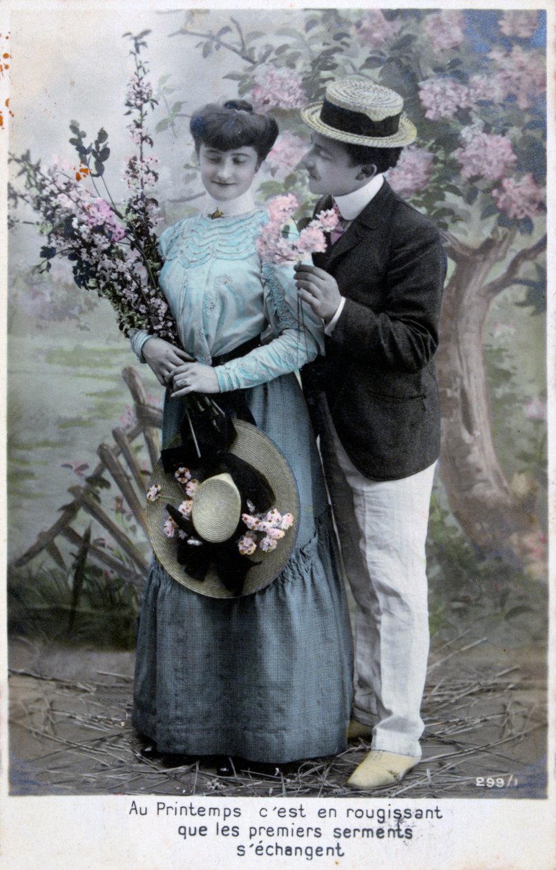 Franskt romantiskt vykort, c1900 av Unbekannt