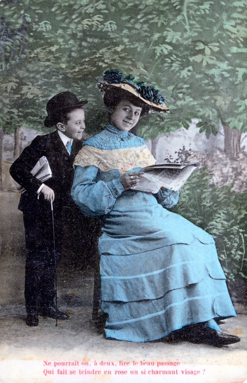 Franskt romantiskt vykort, c1900 av Unbekannt