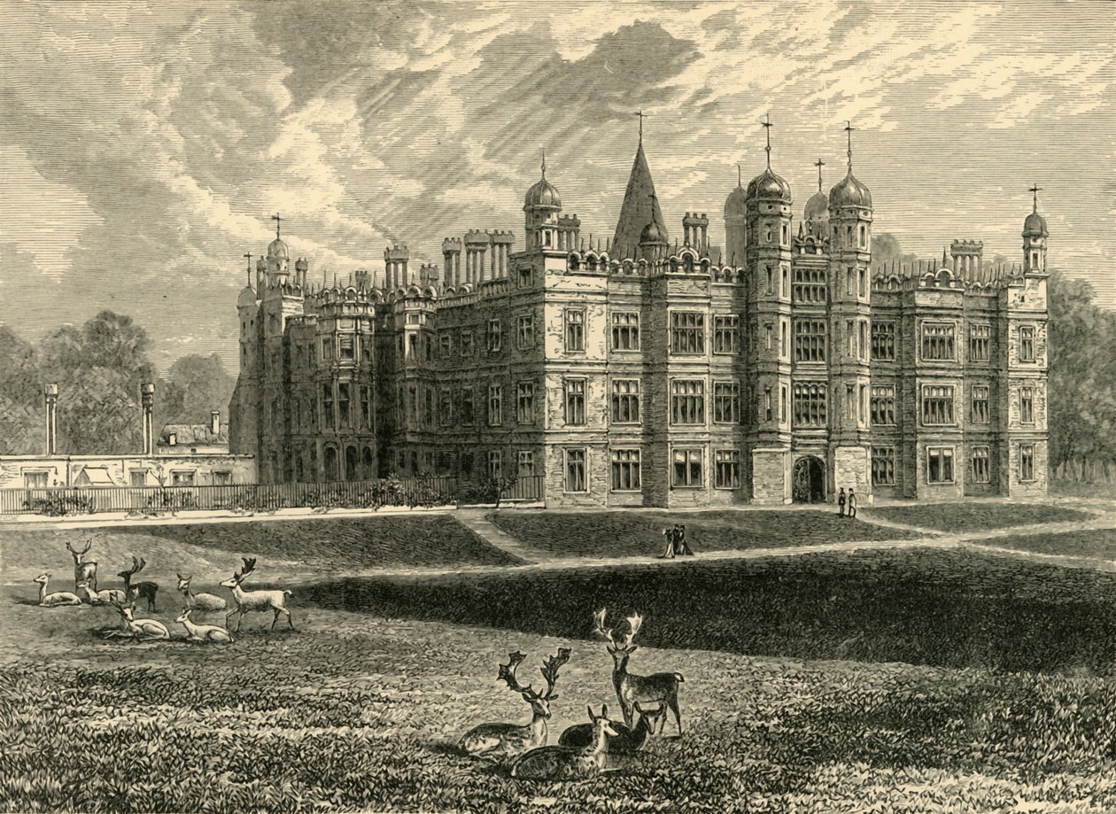 Framsidan av Burghley House, 1898. av Unbekannt