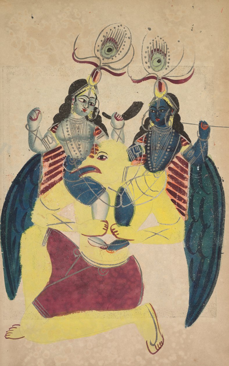 Garuda som bär Balarama och Krishna, 1800-talet. av Unbekannt