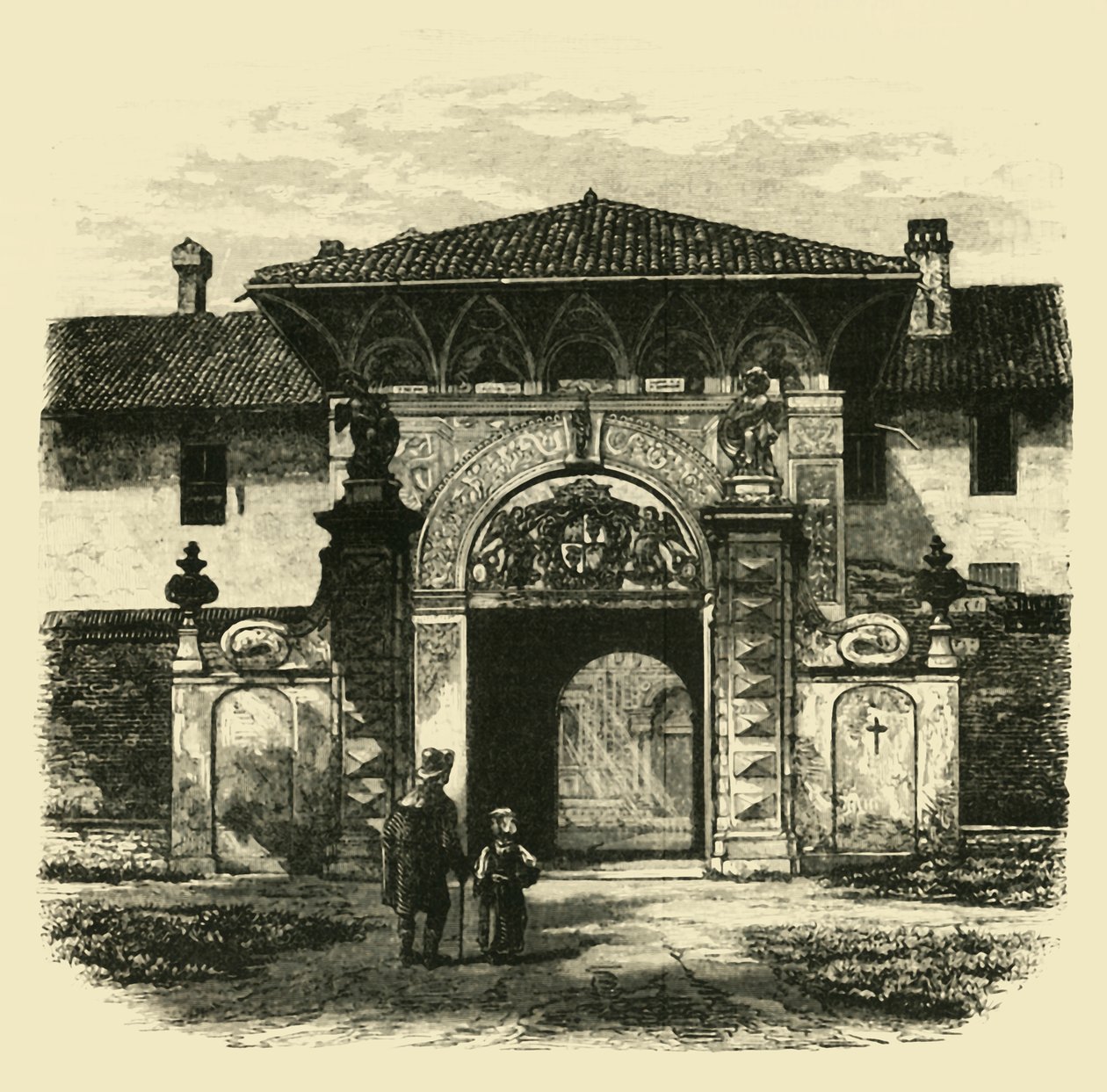 Porten till Certosa, Pavia, 1890. av Unbekannt
