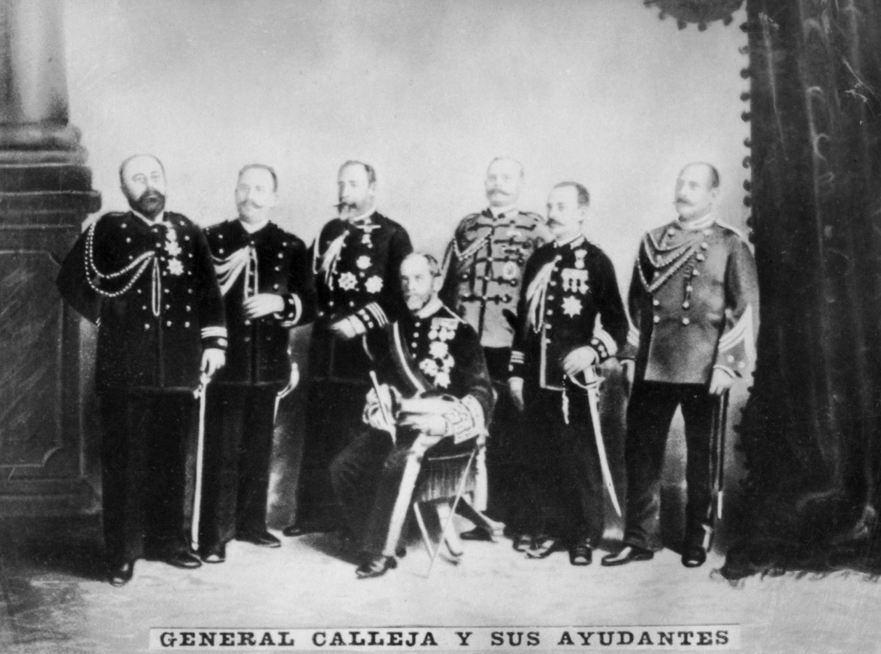 General Calleja och hans stab, c1910 av Unbekannt