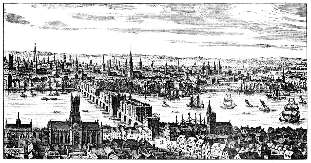 Översikt över London, 1666, 1909 av Unbekannt