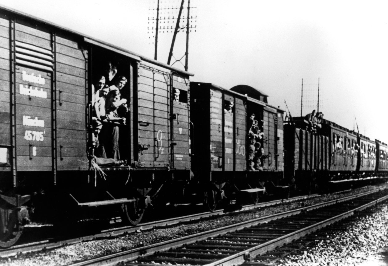 Tyska trupper anländer med tåg, Paris, augusti 1940 av Unbekannt