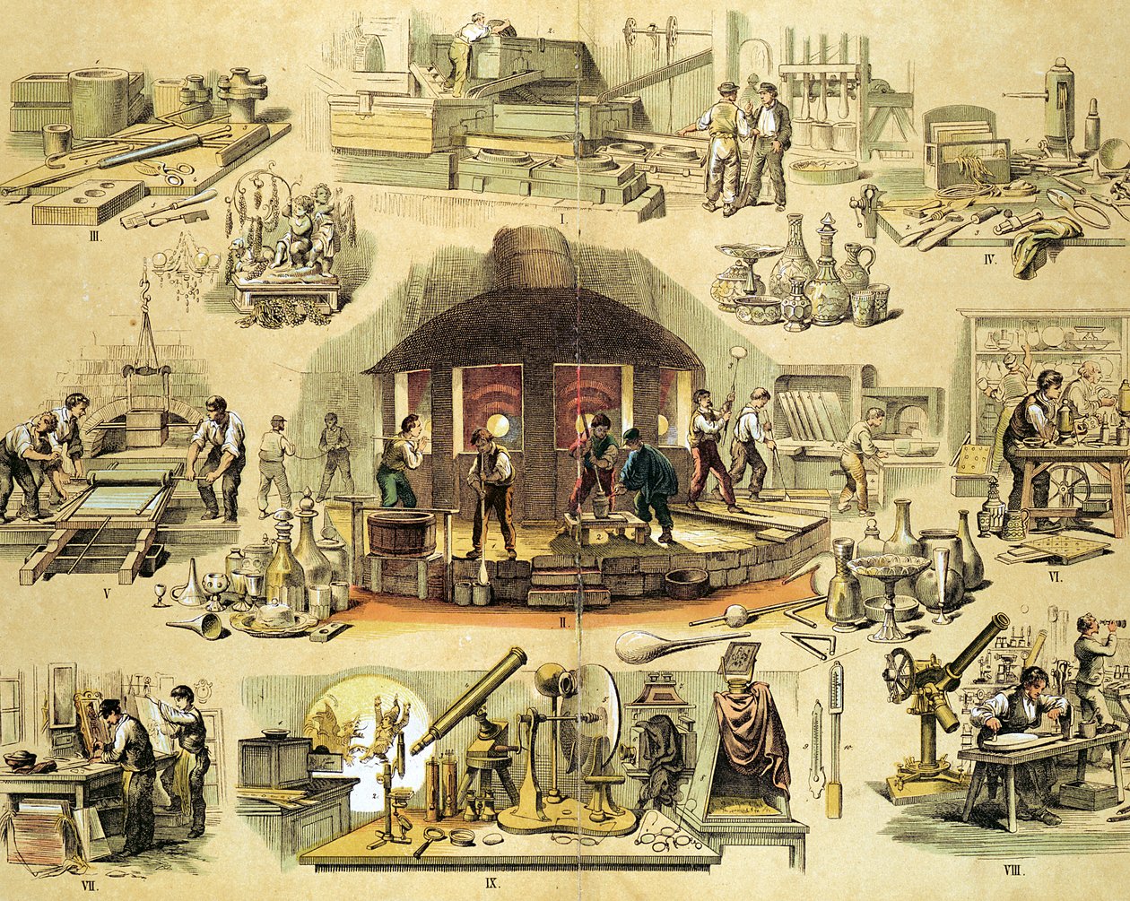 Glastillverkning, c1870 av Unbekannt