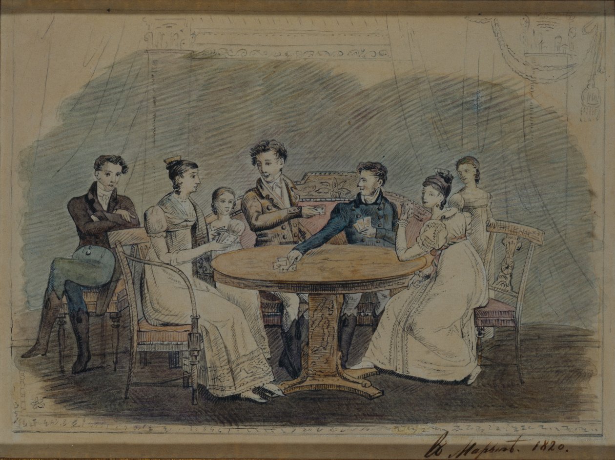 Familjen Golitsyn vid bordet, 1820 av Unbekannt