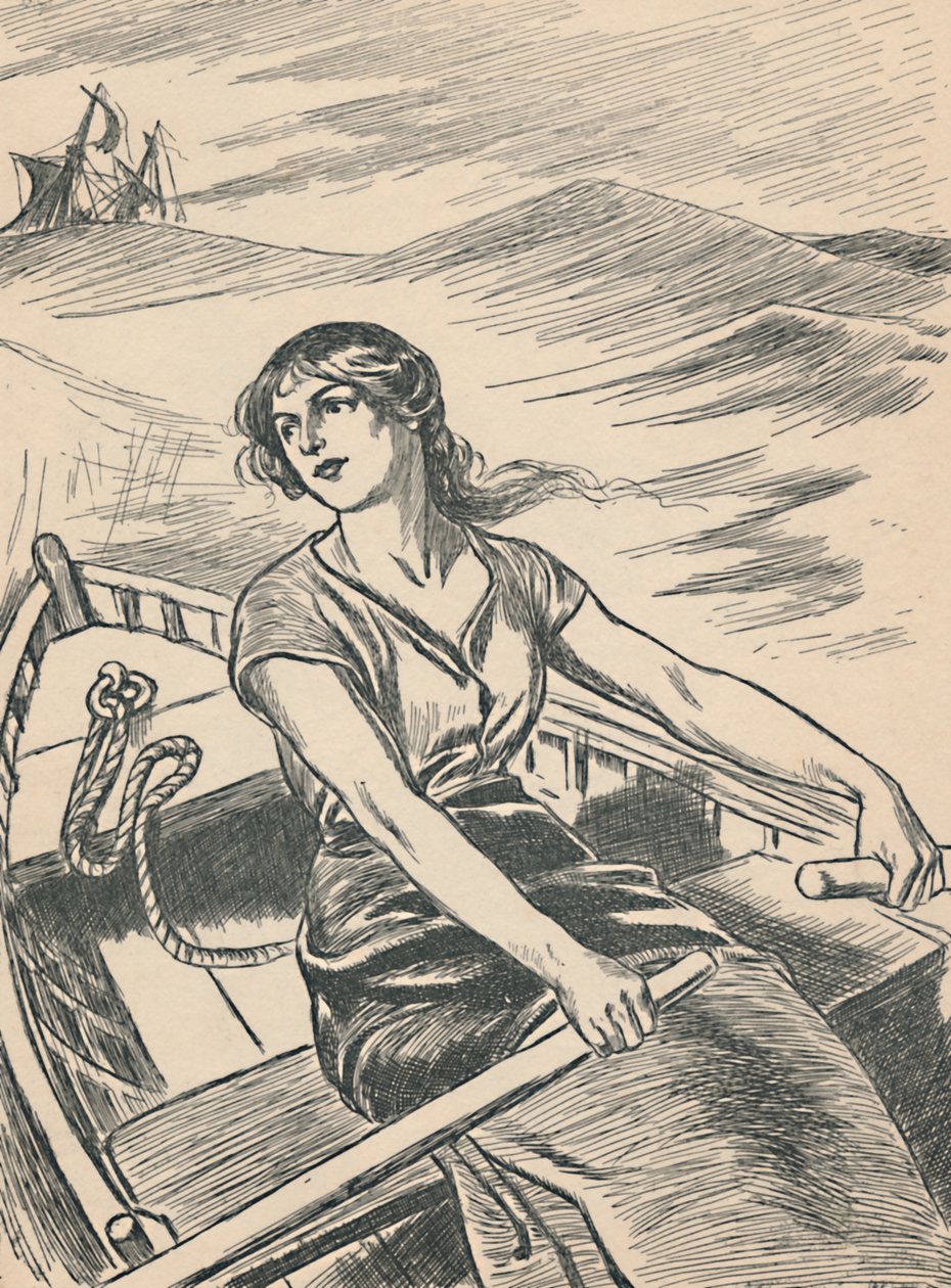 Grace Darling ror ut till vraket, c1907 av Unbekannt