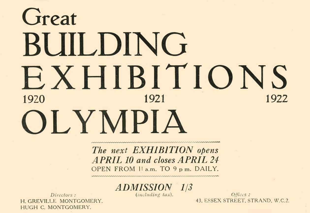 Stora byggnadsutställningen - Olympia, 1920. av Unbekannt