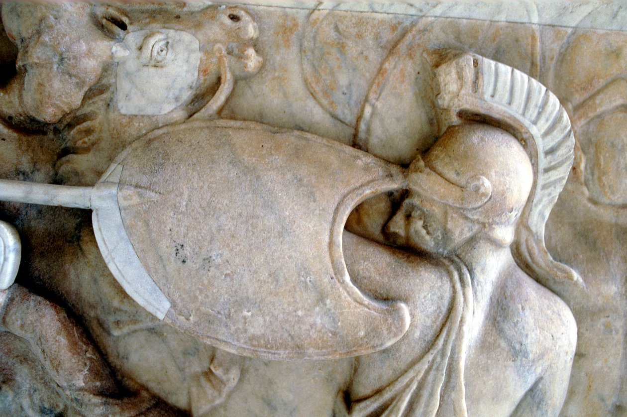 Grekisk hoplit i strid mot amasonerna 30BC-200AD av Unbekannt