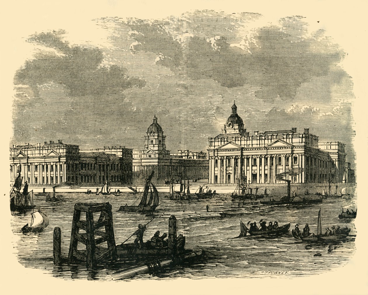 Greenwich Hospital, från floden, c1878. av Unbekannt