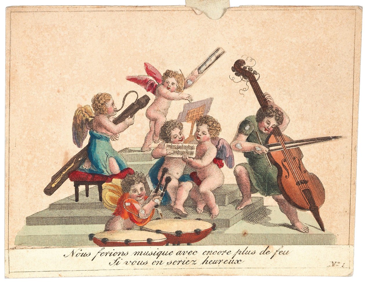 Gratulationskort En änglaorkester, efter 1815. av Unbekannt