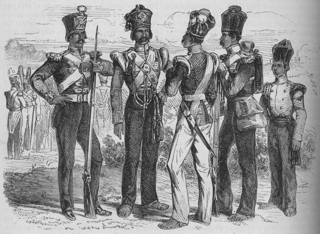 Grupp av Sepoys, c1880 av Unbekannt