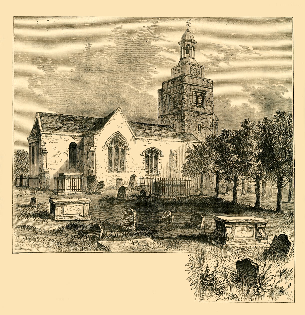 Hammersmiths församlingskyrka, år 1820, c1878. av Unbekannt