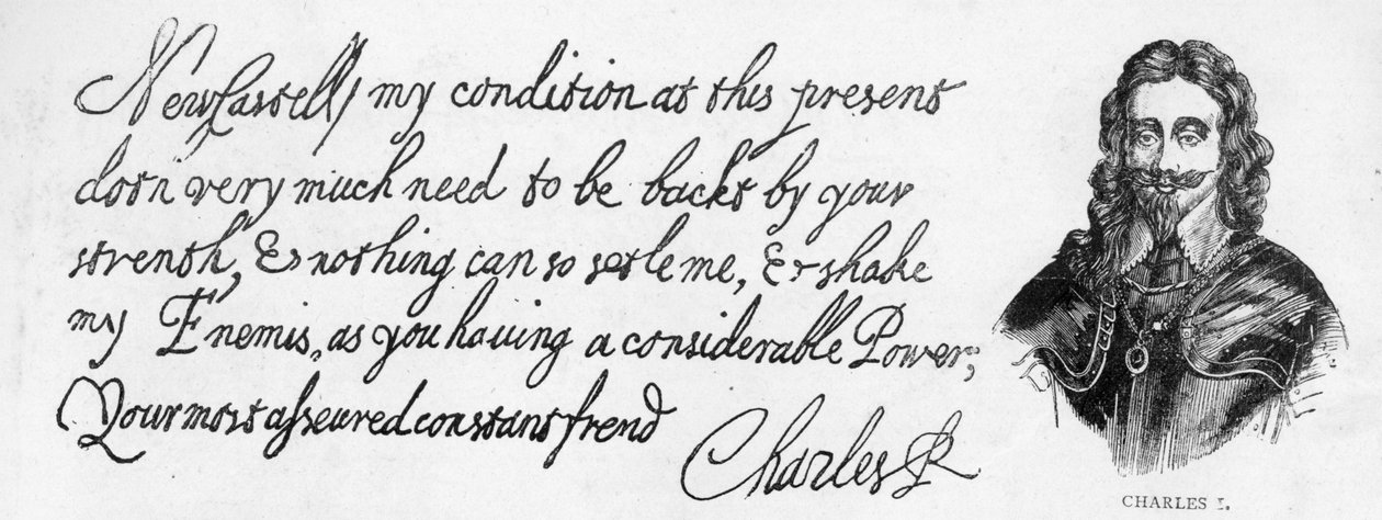 Kung Charles I:s handstil och underskrift av Unbekannt