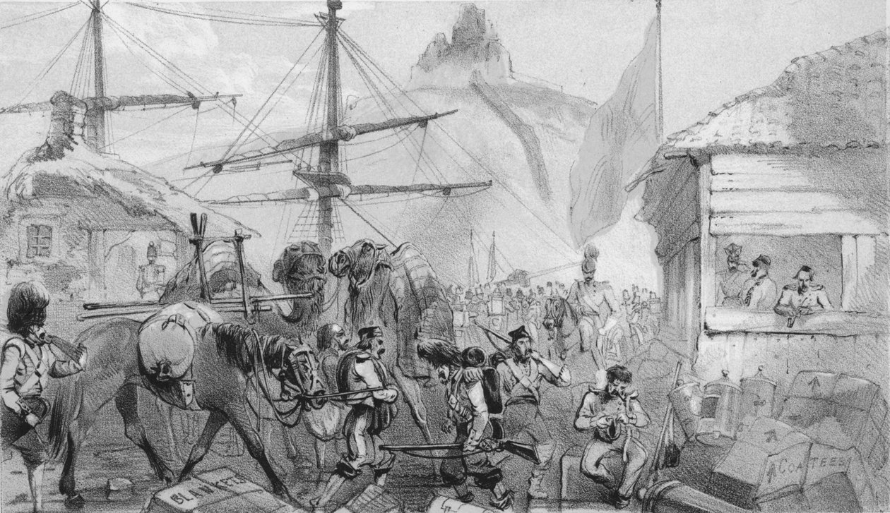 Hamnen i Balaklava. Landningsplatsen, c1850-talet. av Unbekannt