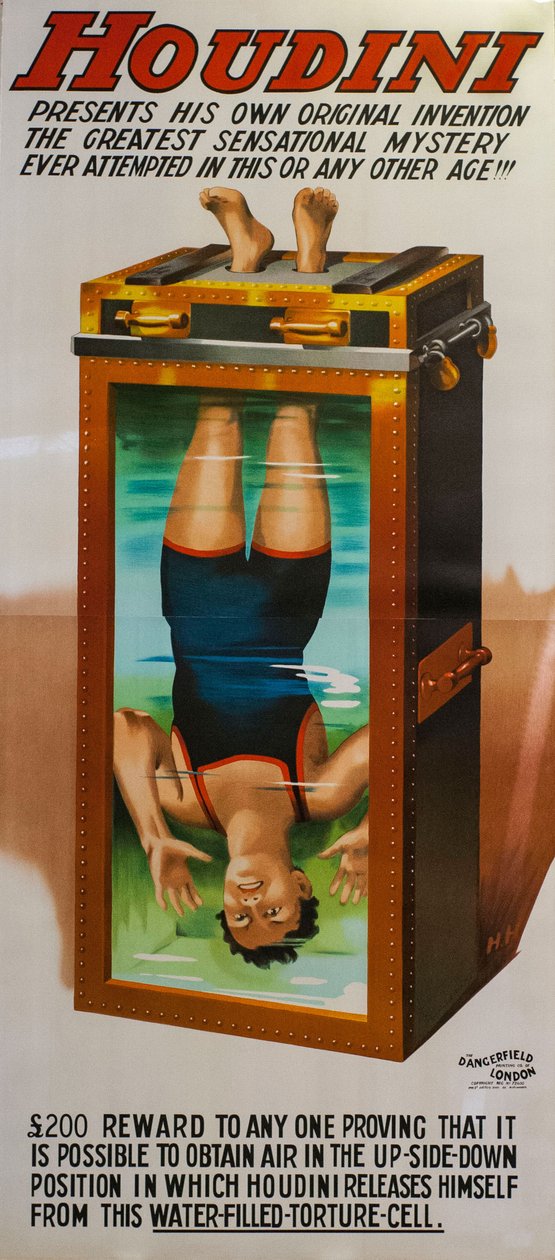 Harry Houdini. Vattentortyrcell, 1912. av Unbekannt