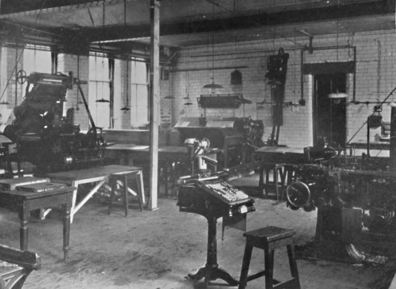 Heriot-Watt College, Edinburgh - Boktrycksmaskinavdelningen, 1909. av Unbekannt