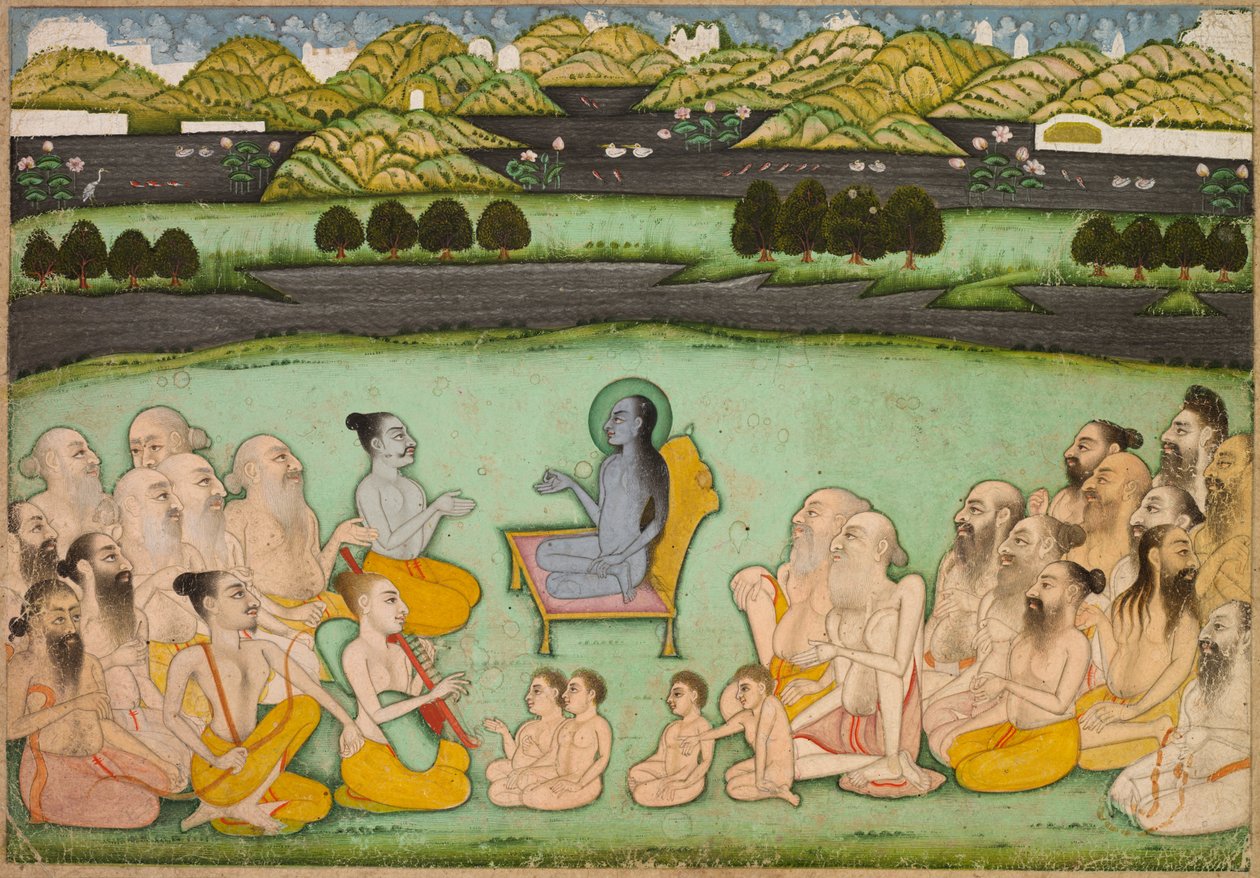 Hinduisk gud Krishna talar med äldste, ca. 1800. av Unbekannt