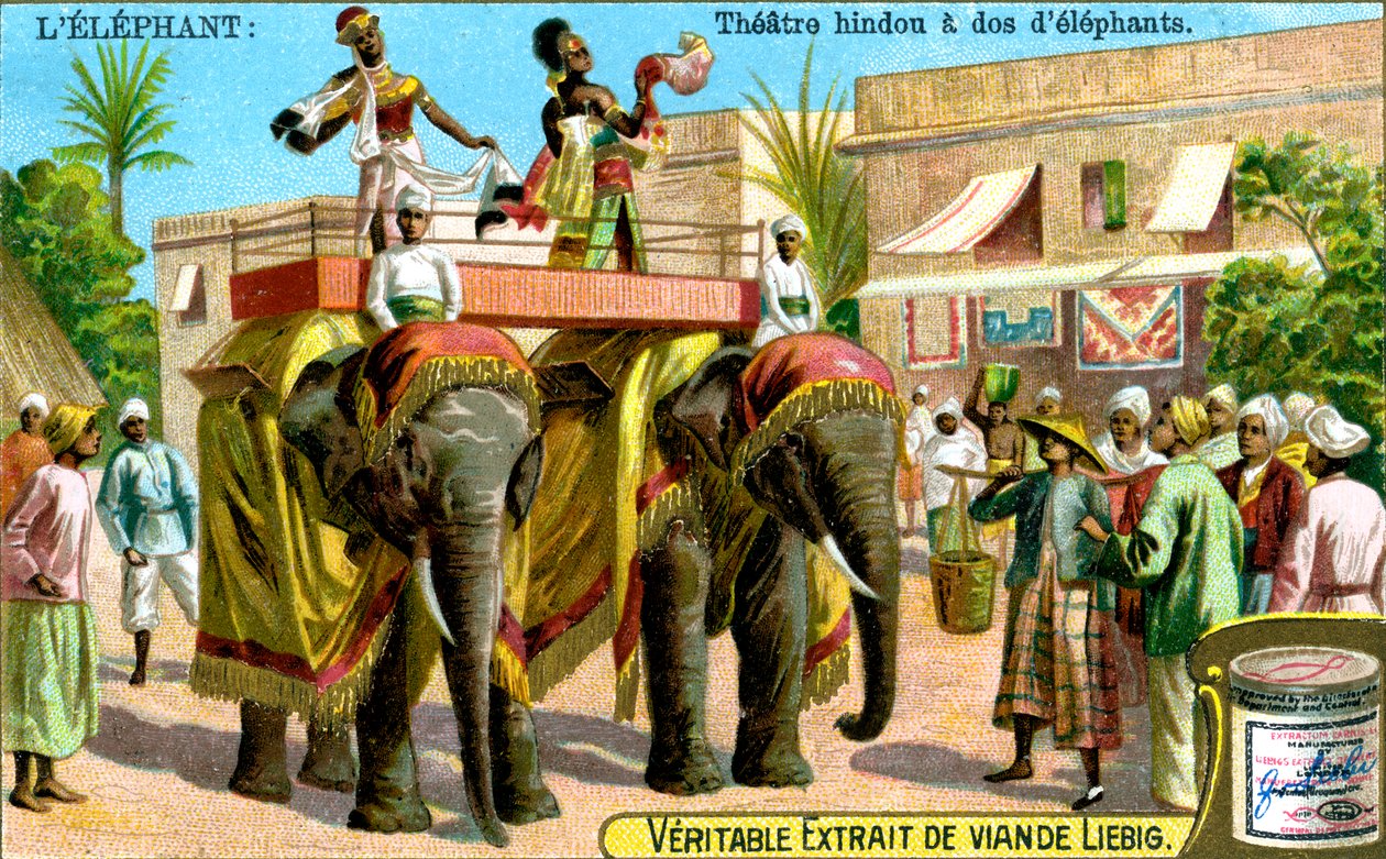 Hinduisk teater på elefanternas ryggar, c1900 av Unbekannt