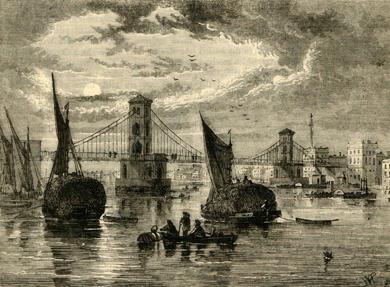 Hungerford Suspension Bridge, 1850, 1881. av Unbekannt