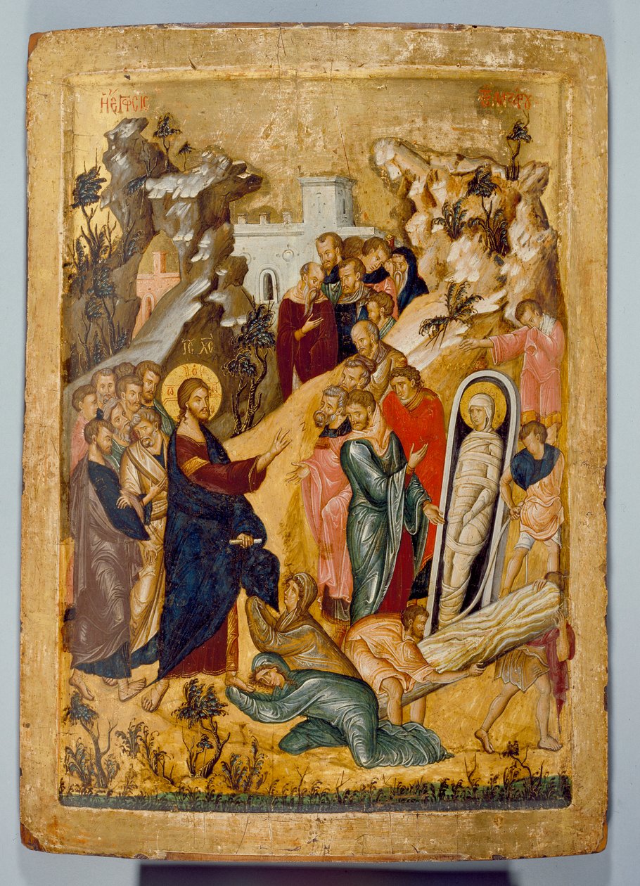Ikon för Lazarus uppståndelse, 1300-1400-talet av Unbekannt
