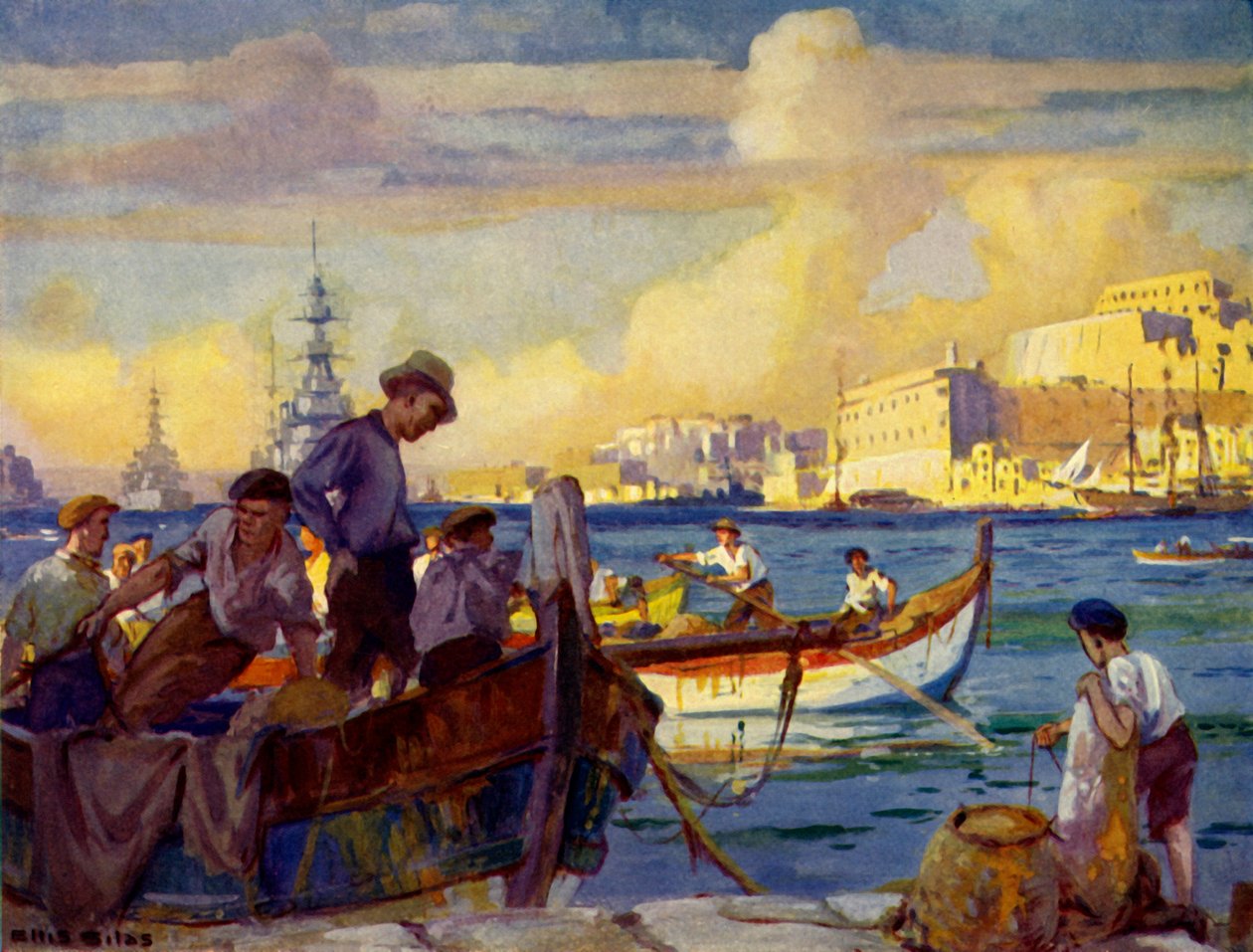 I Grand Harbour i Valletta, Malta, c1948. av Unbekannt