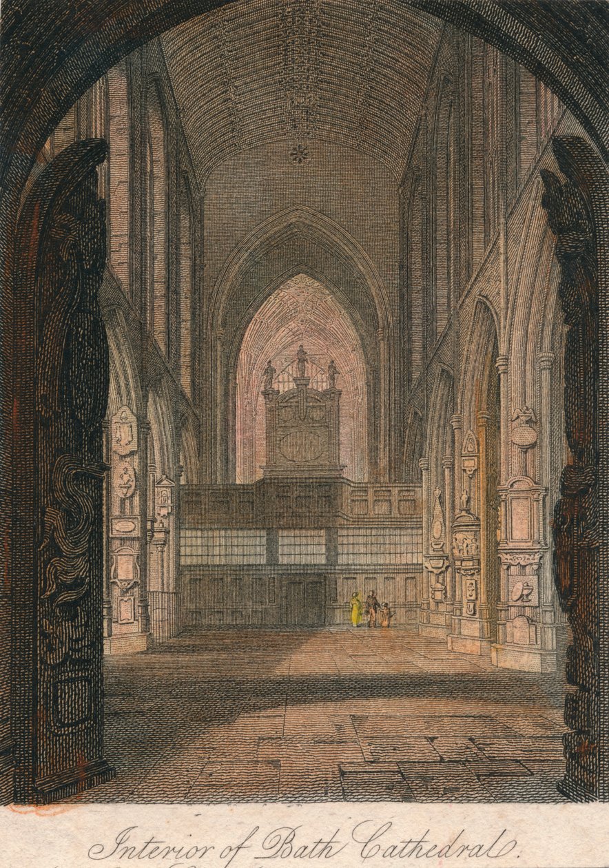 "Interiör av Bath Cathedral", 1800-talet av Unbekannt