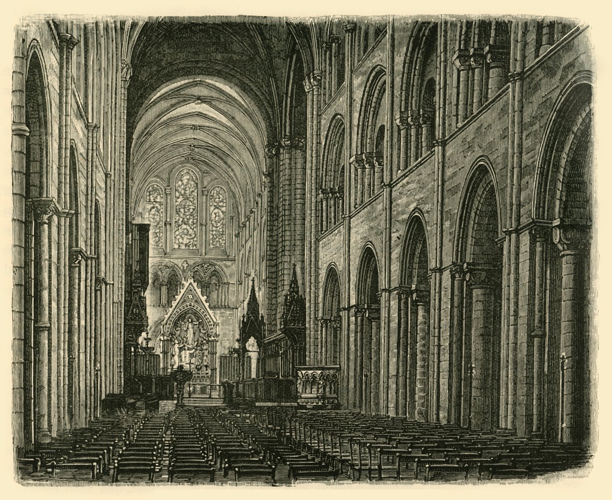 Interiör av Chichester Cathedral, Looking East, 1898. av Unbekannt