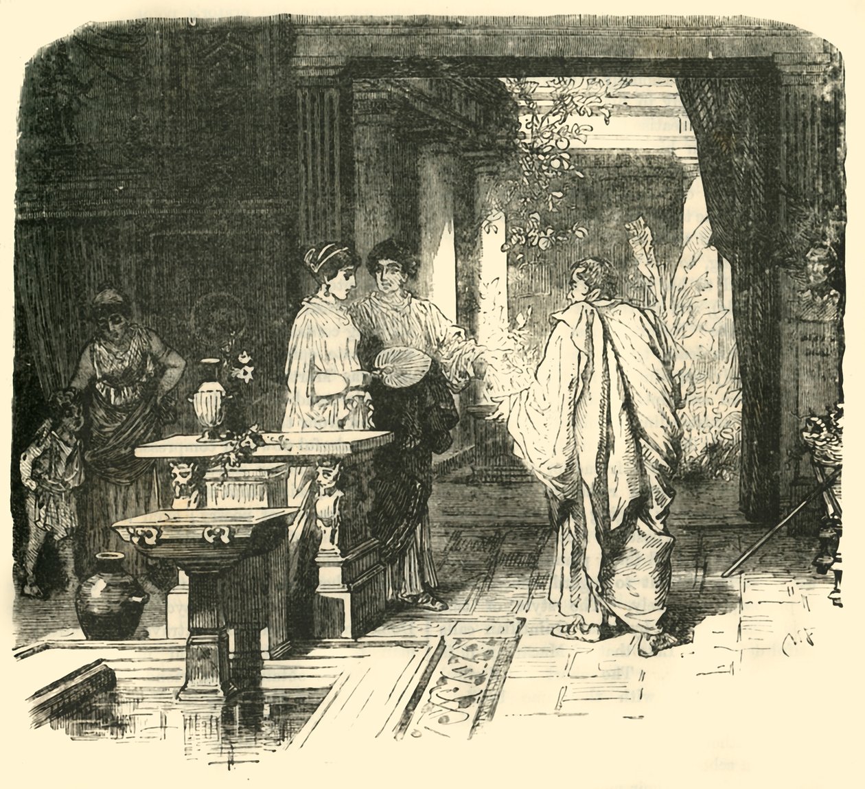 Interiör av ett romerskt hus, 1890. av Unbekannt