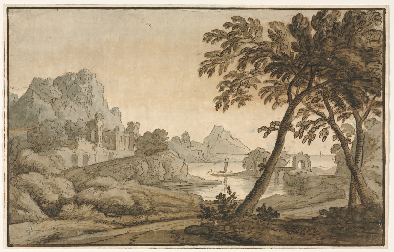 Italienskt landskap, 1700-tal. av Unbekannt