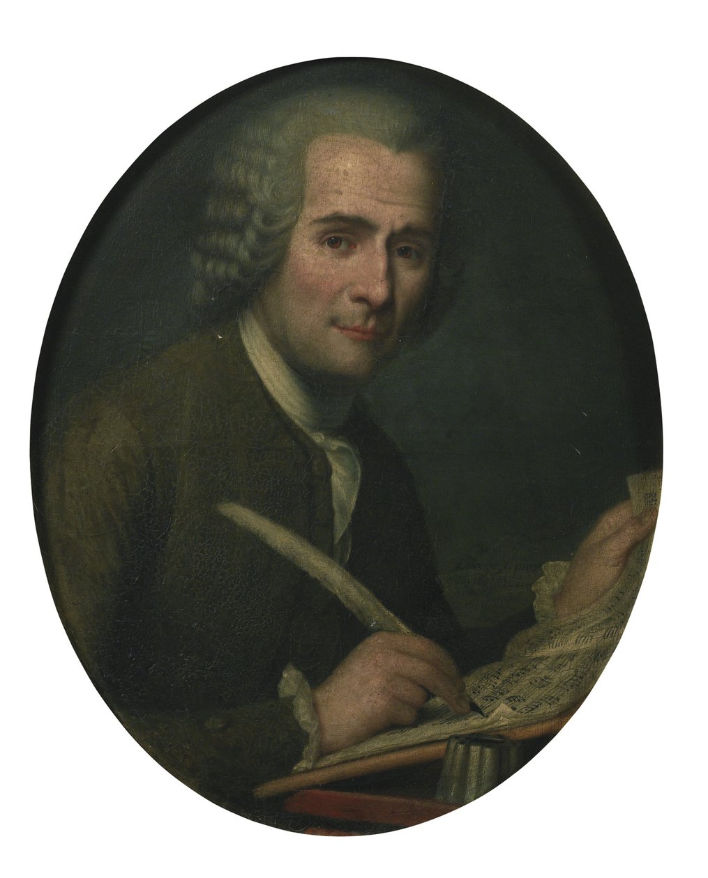 Jean-Jacques Rousseau 1712-1778 skriver noter av Unbekannt