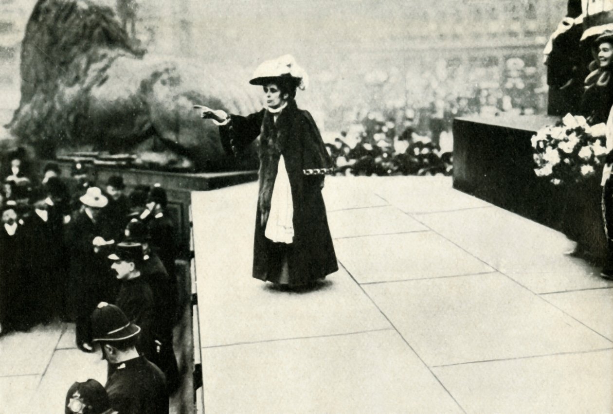 Jennie Baines talar på Trafalgar Square, 1908, 1947. av Unbekannt