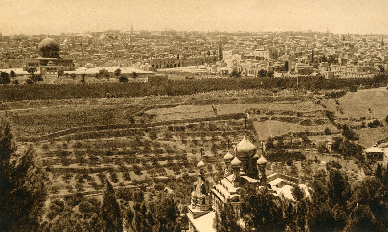 Jerusalem från Oljeberget, c1918-c1939. av Unbekannt
