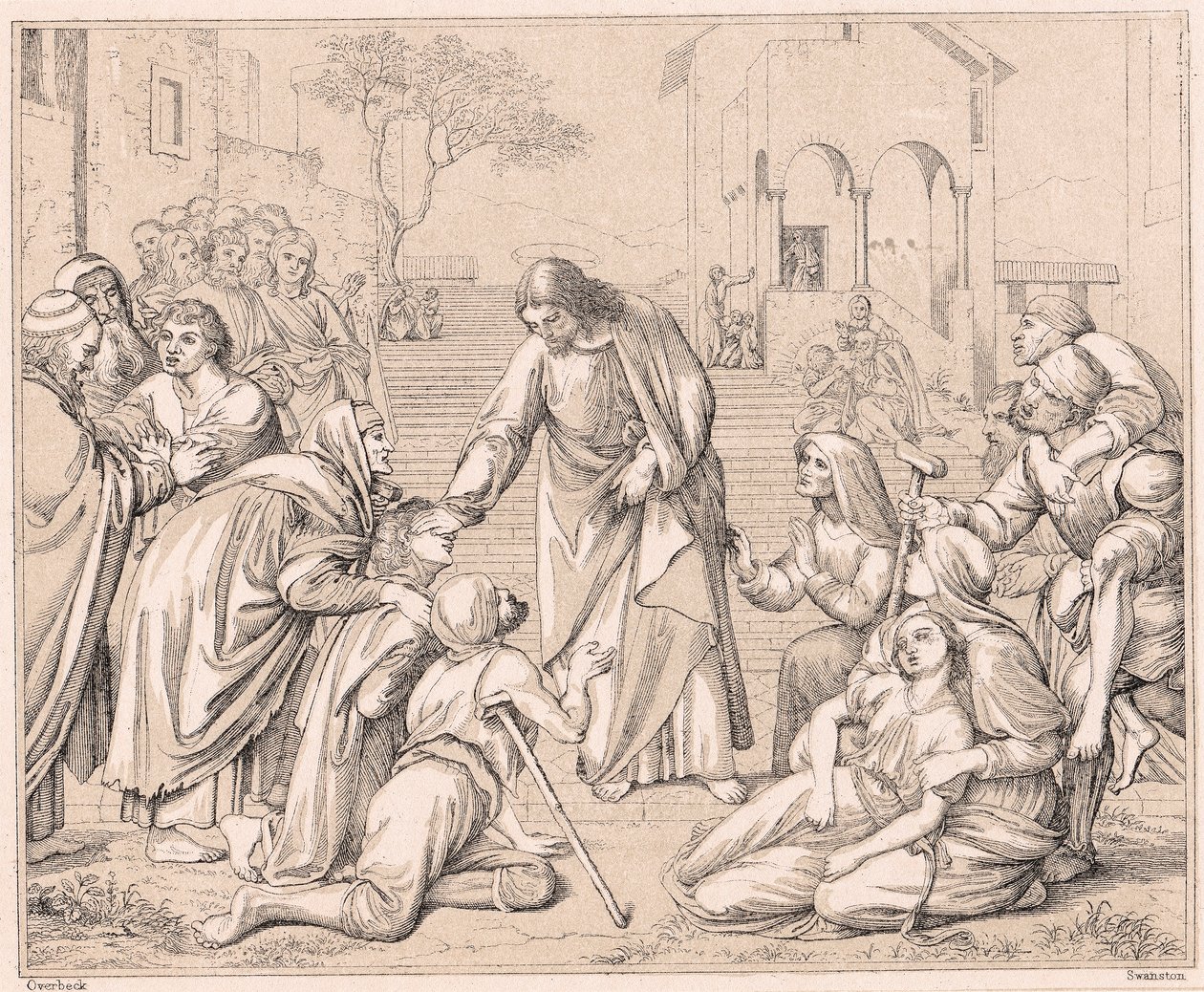Jesus helade folket, c1880 av Unbekannt
