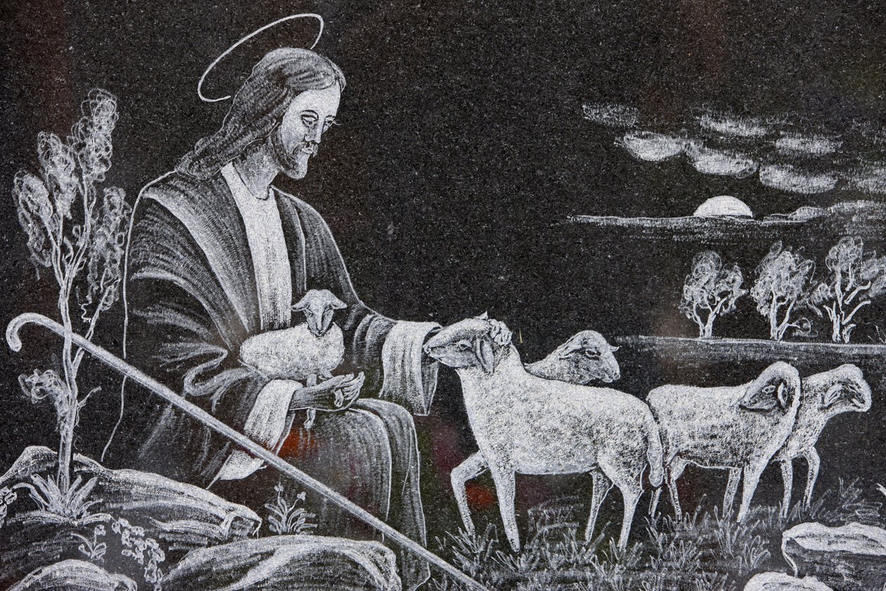 Jesus den gode herden, Saint-Nicolas de Veroce, Frankrike av Unbekannt