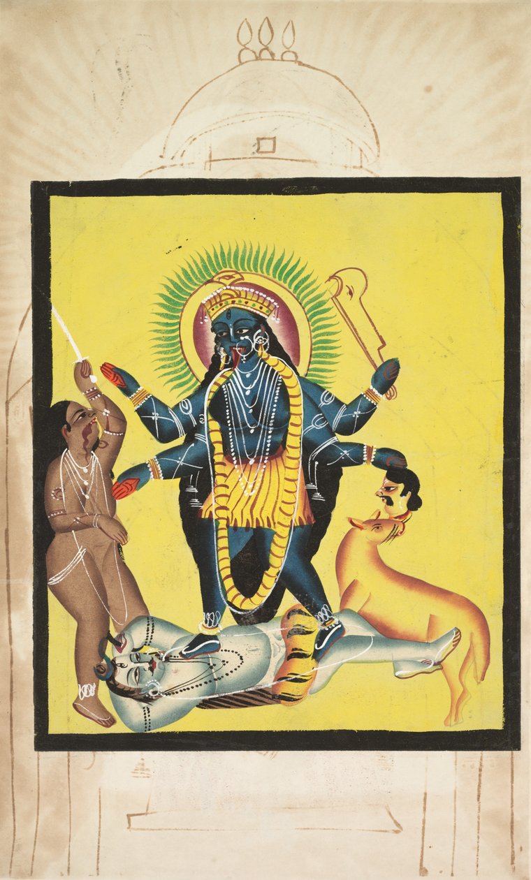 Kali står på Shiva, 1800-talet. av Unbekannt