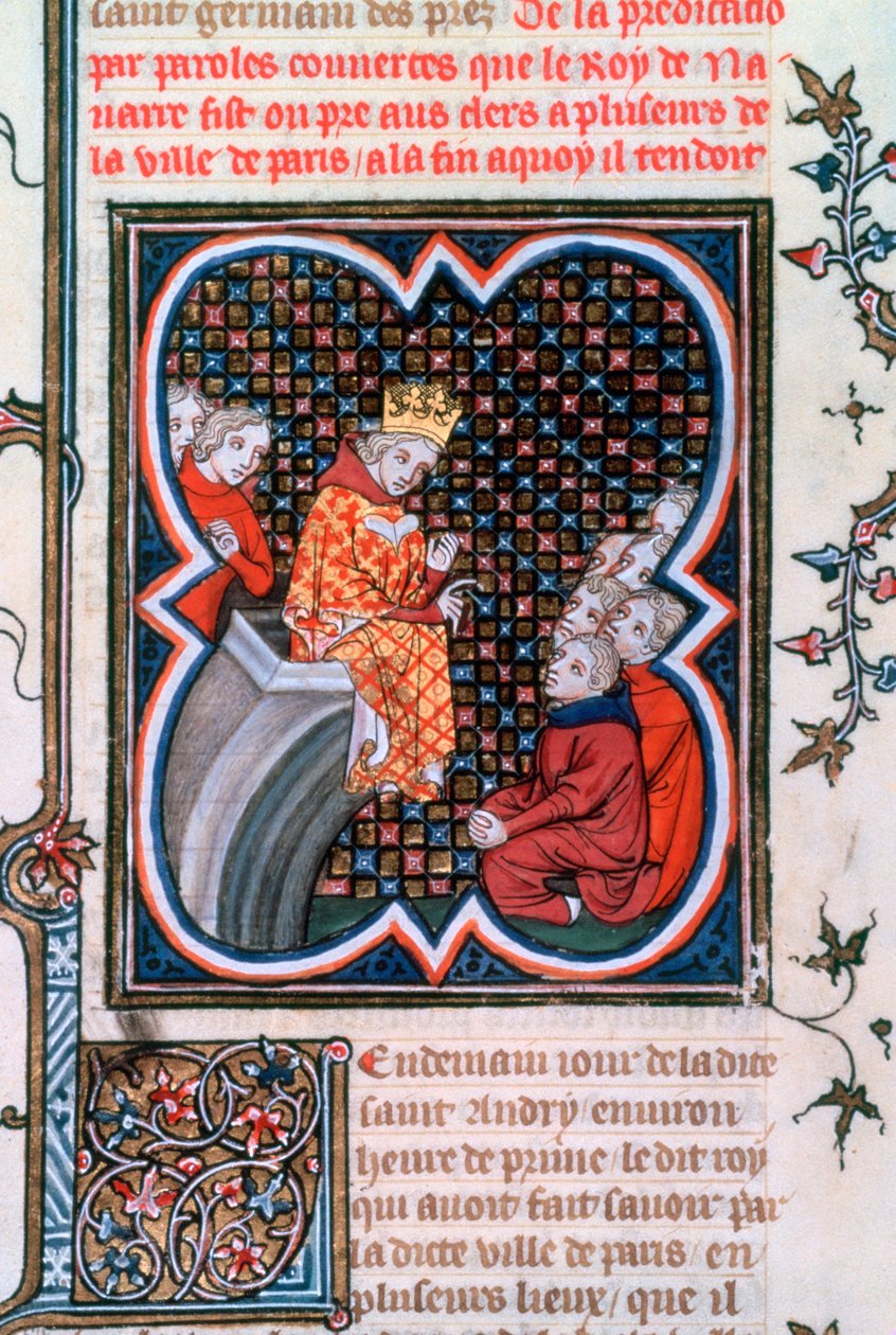 Kung Karl av Navarra predikar, 1375-1379 av Unbekannt