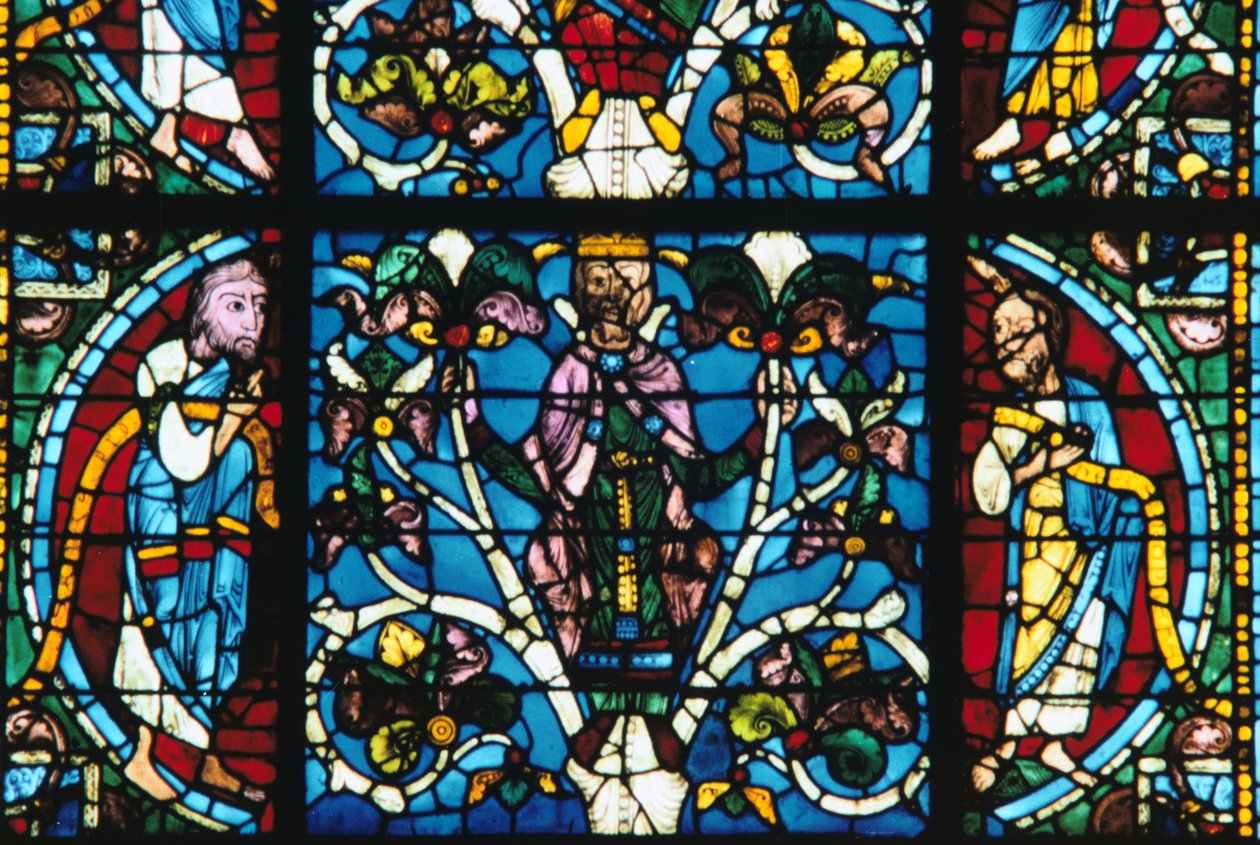 Kung Salomo, målat glas, Chartres katedral, Frankrike, 1145-1155 av Unbekannt