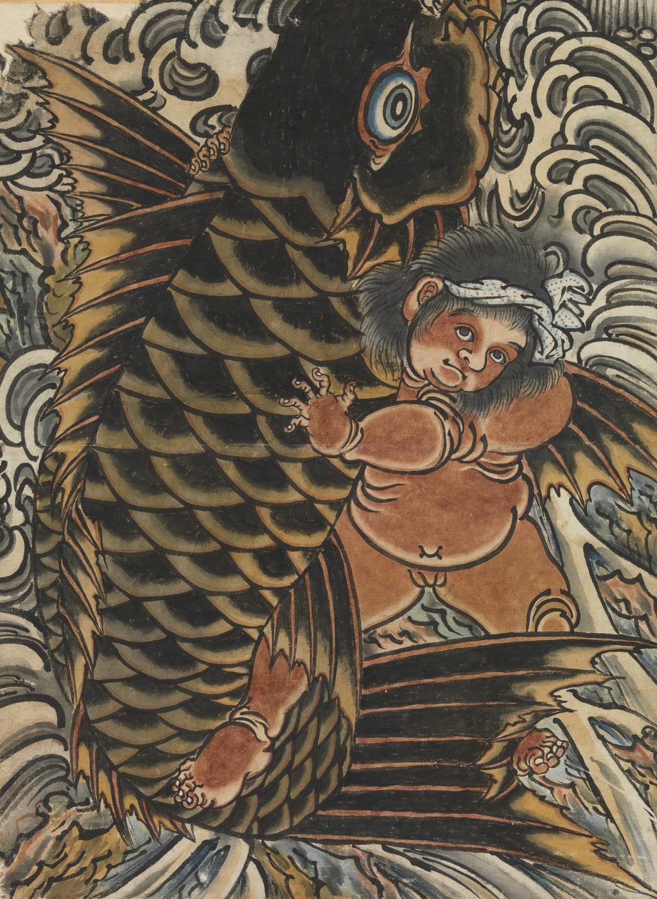 Kintaro med karp, 1800-talet. av Unbekannt