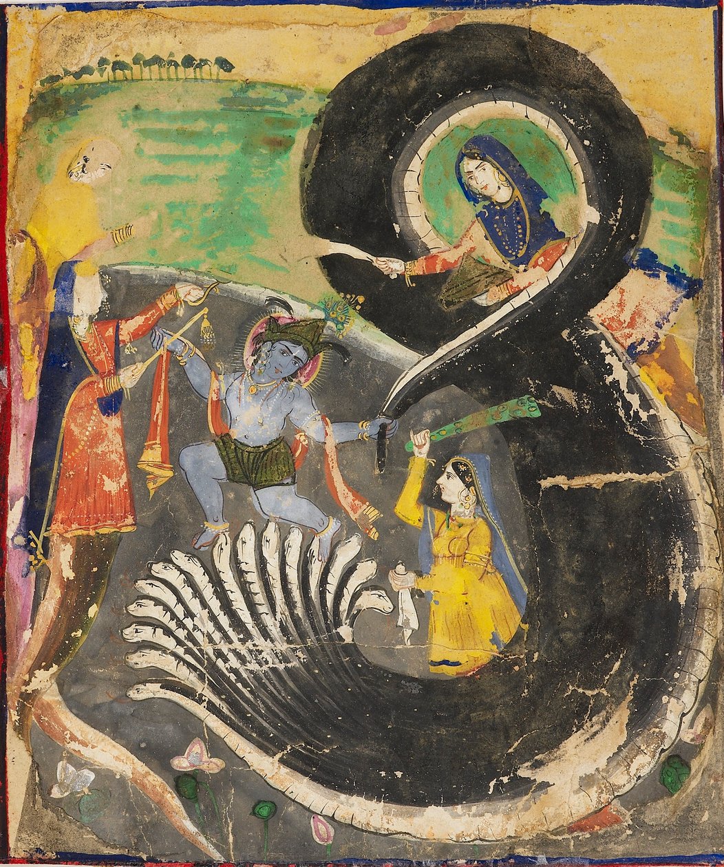 Krishna and the naga Kaliya, 1800-talet av Unbekannt
