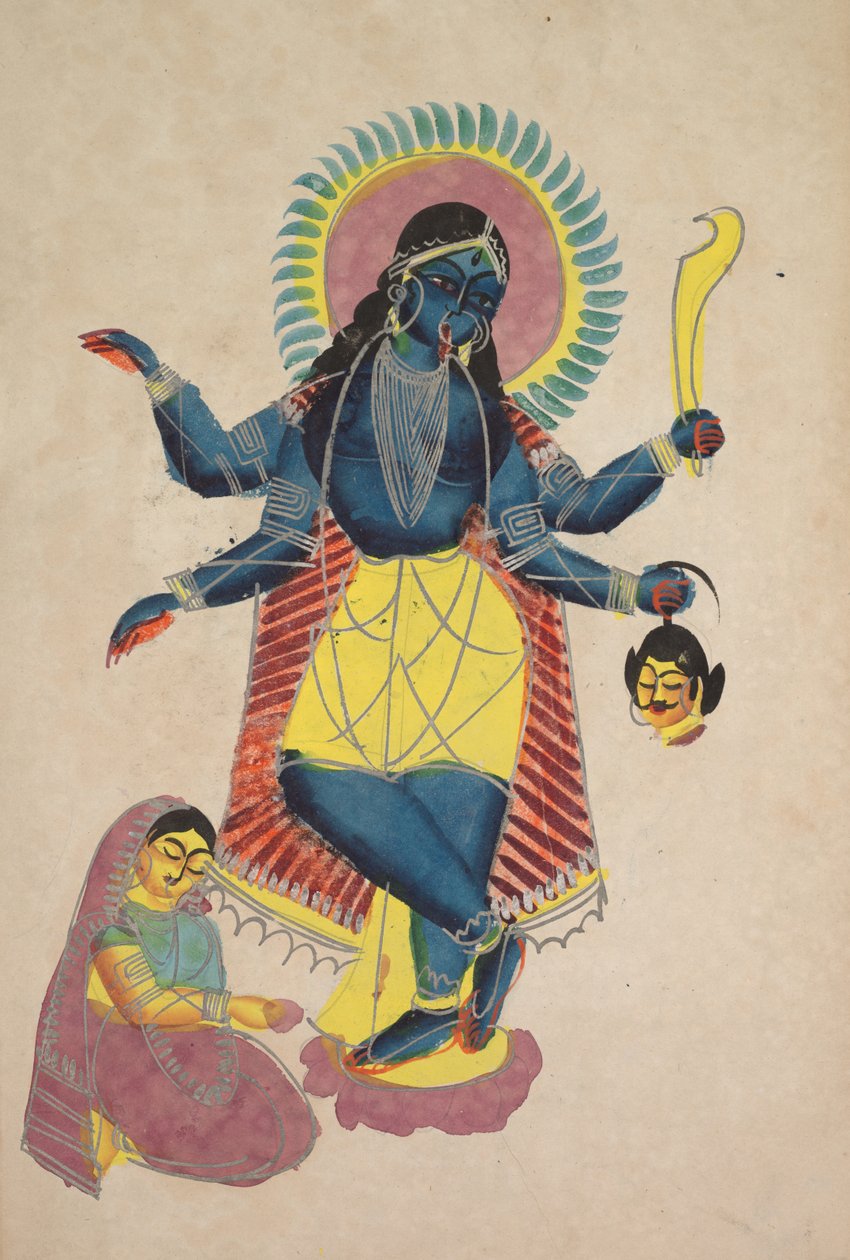 Krishna som Kali dyrkad av Radha, 1800-talet. av Unbekannt