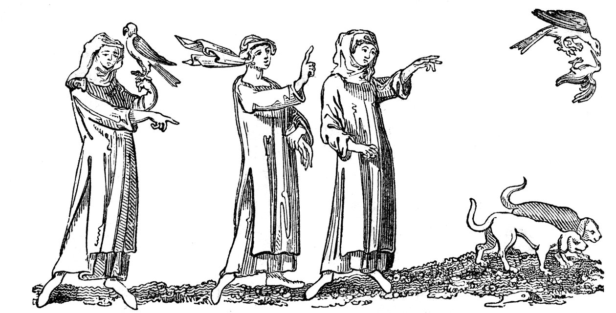 Ladies Hawking, 1300-talet, 1833 av Unbekannt