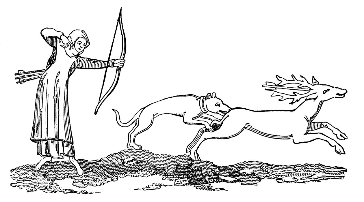 Damjakt med en hund, 1300-talet, 1833 av Unbekannt