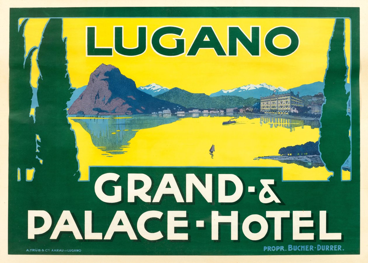 Luganosjön. Grand and Palace Hotel, ca. 1925. av Unbekannt