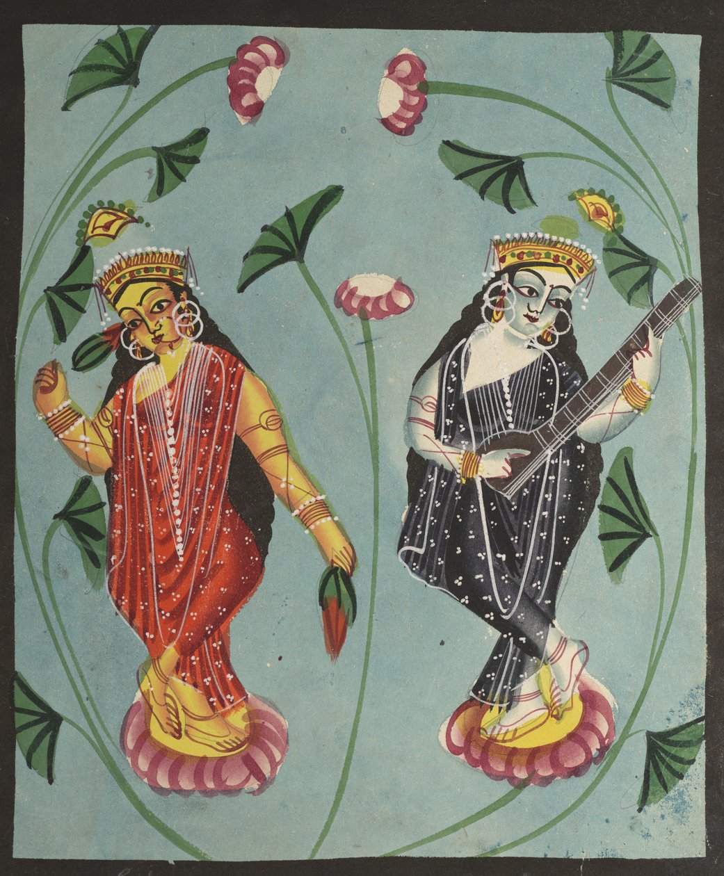 Lakshmi och Sarasvati, 1800-talet. av Unbekannt
