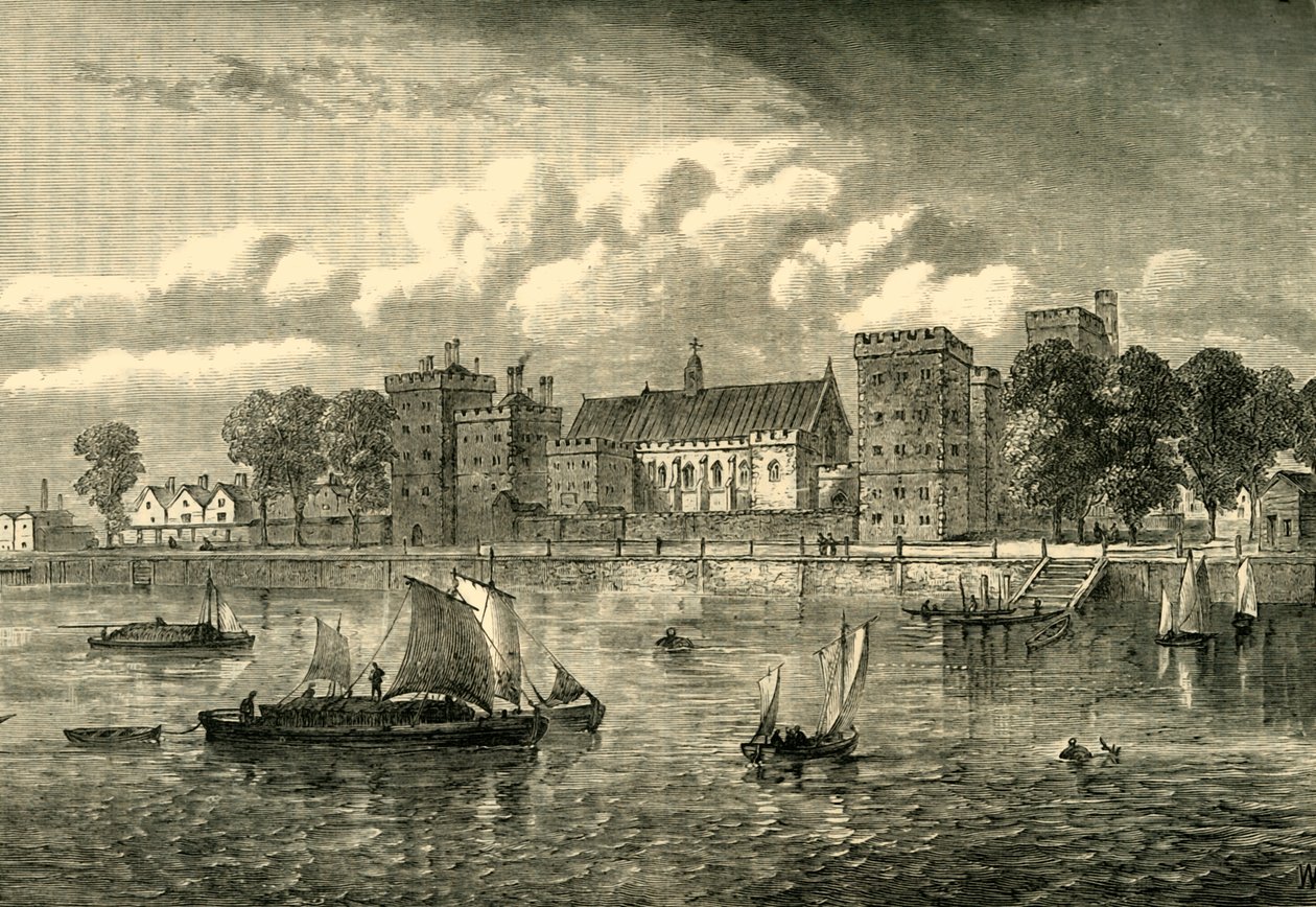 Lambeth Palace från floden, 1709, c1878. av Unbekannt